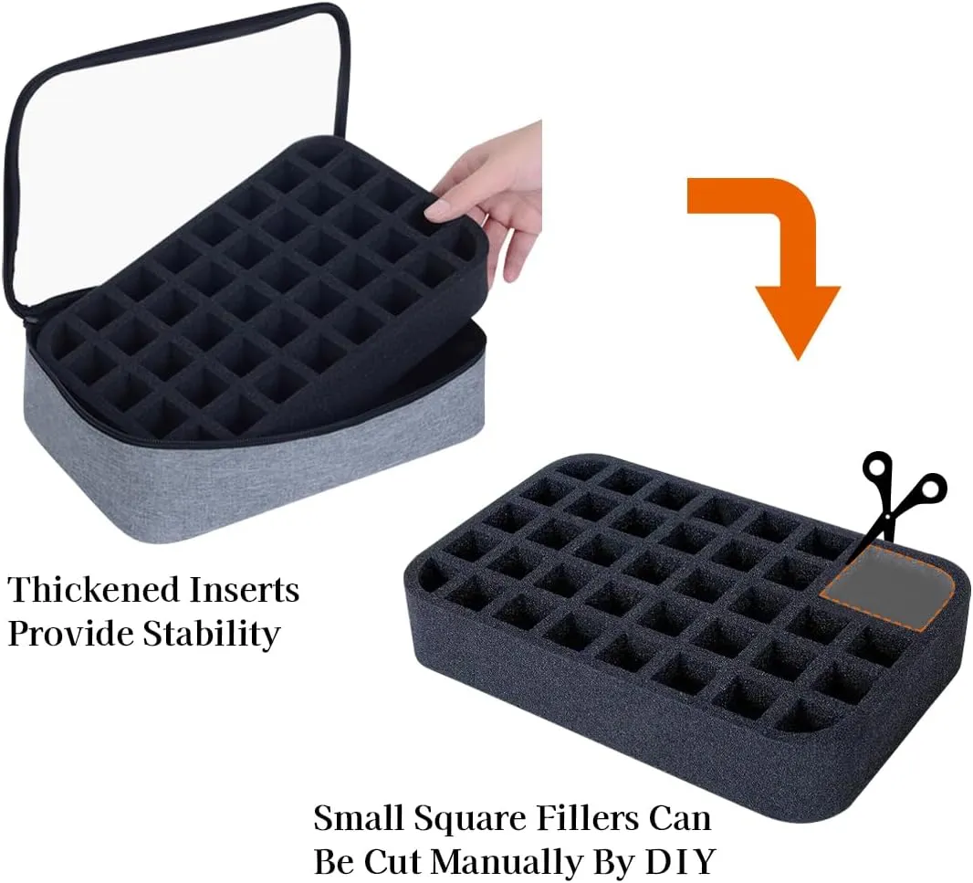 Small Clear Nail Polish Organizer Holds 40 bottles(15ml-0.5fl.oz) Nail Polish Case Multifunctional Nail Polish Bag organizer, Cosmetic Travel Makeup Bags for Women Gray