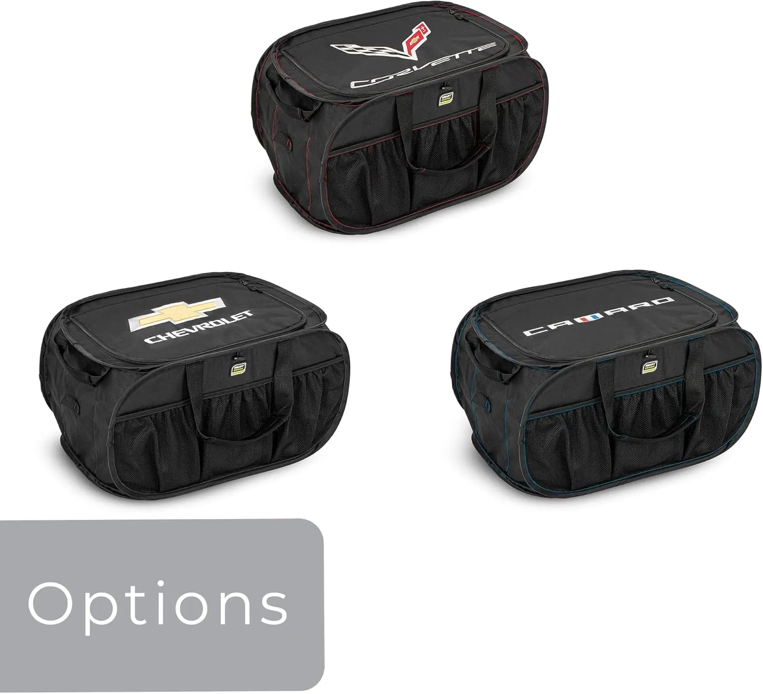 Smart Design Pop Up Trunk Organizer w/Easy Carry Handles, Side Pockets, & Zipper Top - 23 Inch - Durable Fabric Collapsible Design - Home Organization (Holds 50 lbs.) - Corvette