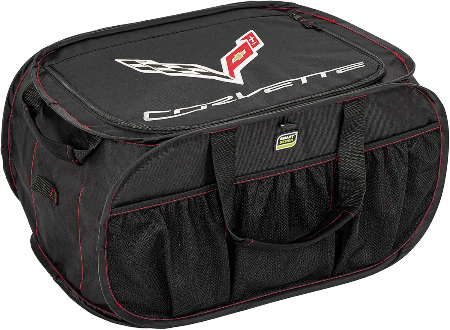 Smart Design Pop Up Trunk Organizer w/Easy Carry Handles, Side Pockets, & Zipper Top - 23 Inch - Durable Fabric Collapsible Design - Home Organization (Holds 50 lbs.) - Corvette