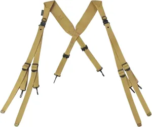 SMONT Repro WW2 US. Army M1936 Suspenders WWII Combat Standard X Strap Canvas/Khaki