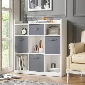 Snhomee 9 Drawer Solid Wood Dresser for Bedroom,White Wood Dresser with Fabric Drawers Ample Storage Space