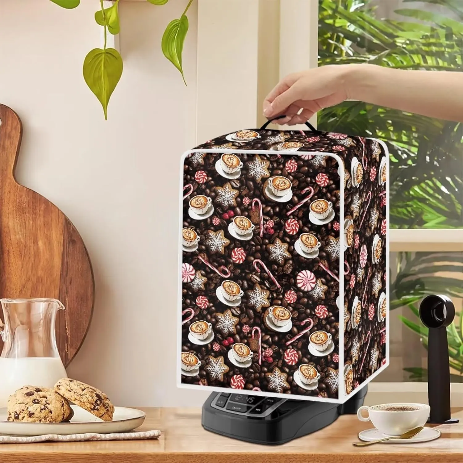 Snowflake Coffee Coffee Dust Cover Kitchen Appliance Case Organizer Bag Food Processor Dust Covers Coffee Cover