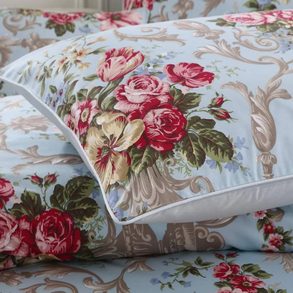 Softta Boho Chic Shabby Floral Classic Luxury Collection Elegant Peony And Leaves Bedding Sets Design Queen Size 3Pcs 1 Duvet Cover  2 Pillowcases/shams 100% Egyptian Cotton Duvet Cover Set