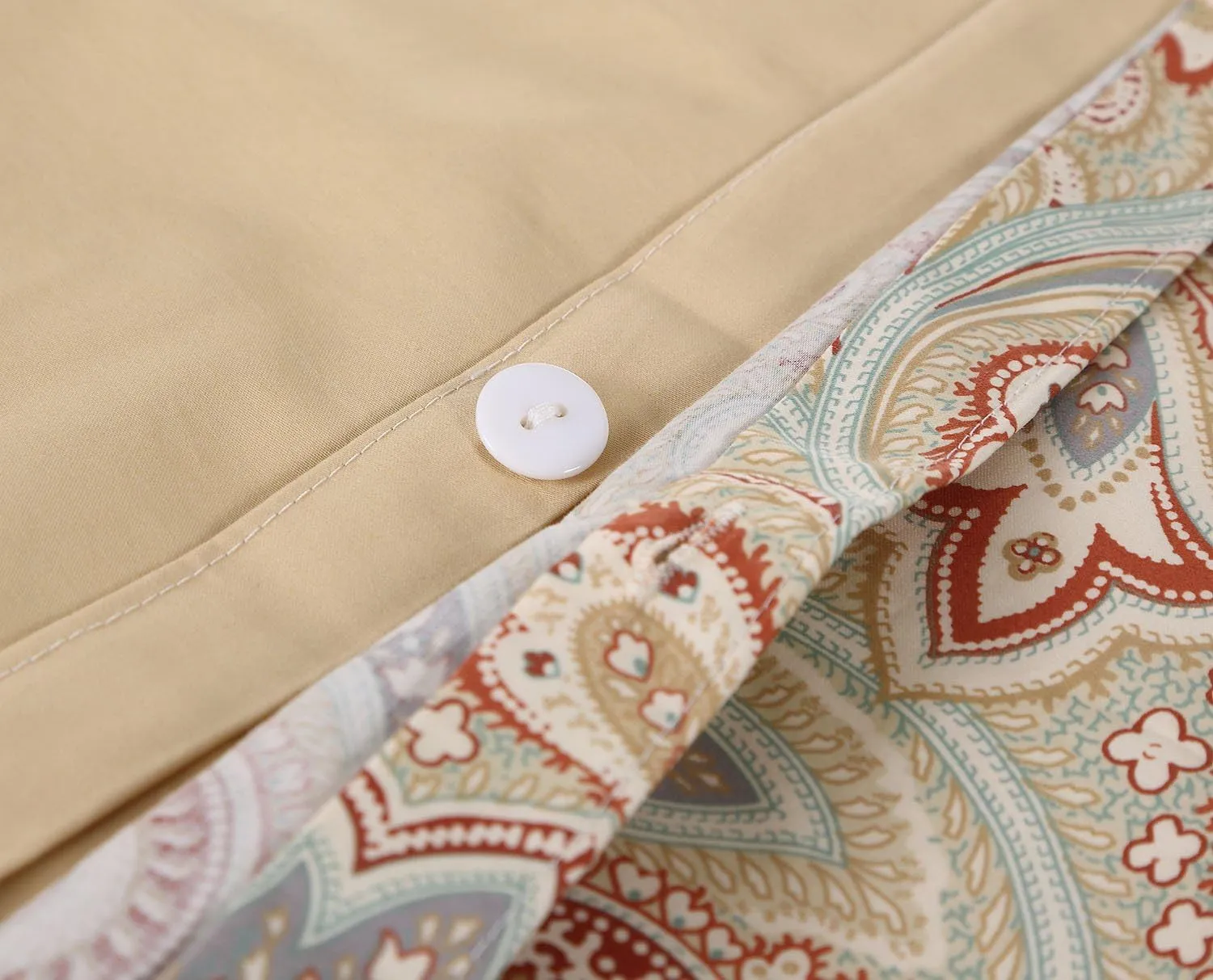 Softta Luxury Paisley Bedding Design 800 Thread Count 100% Cotton Bohe Vintage Bohe Vintage 3Pcs Duvet Cover Set,King Size,Khaki