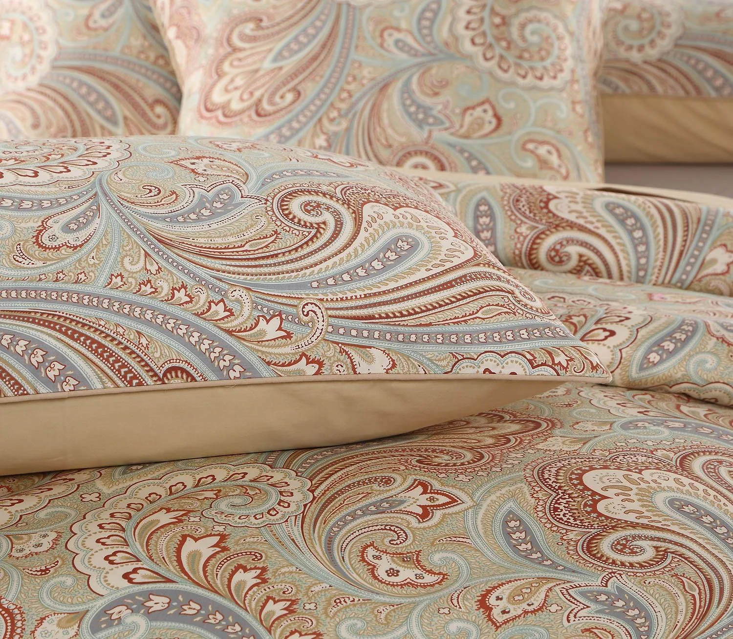 Softta Luxury Paisley Bedding Design 800 Thread Count 100% Cotton Bohe Vintage Bohe Vintage 3Pcs Duvet Cover Set,King Size,Khaki