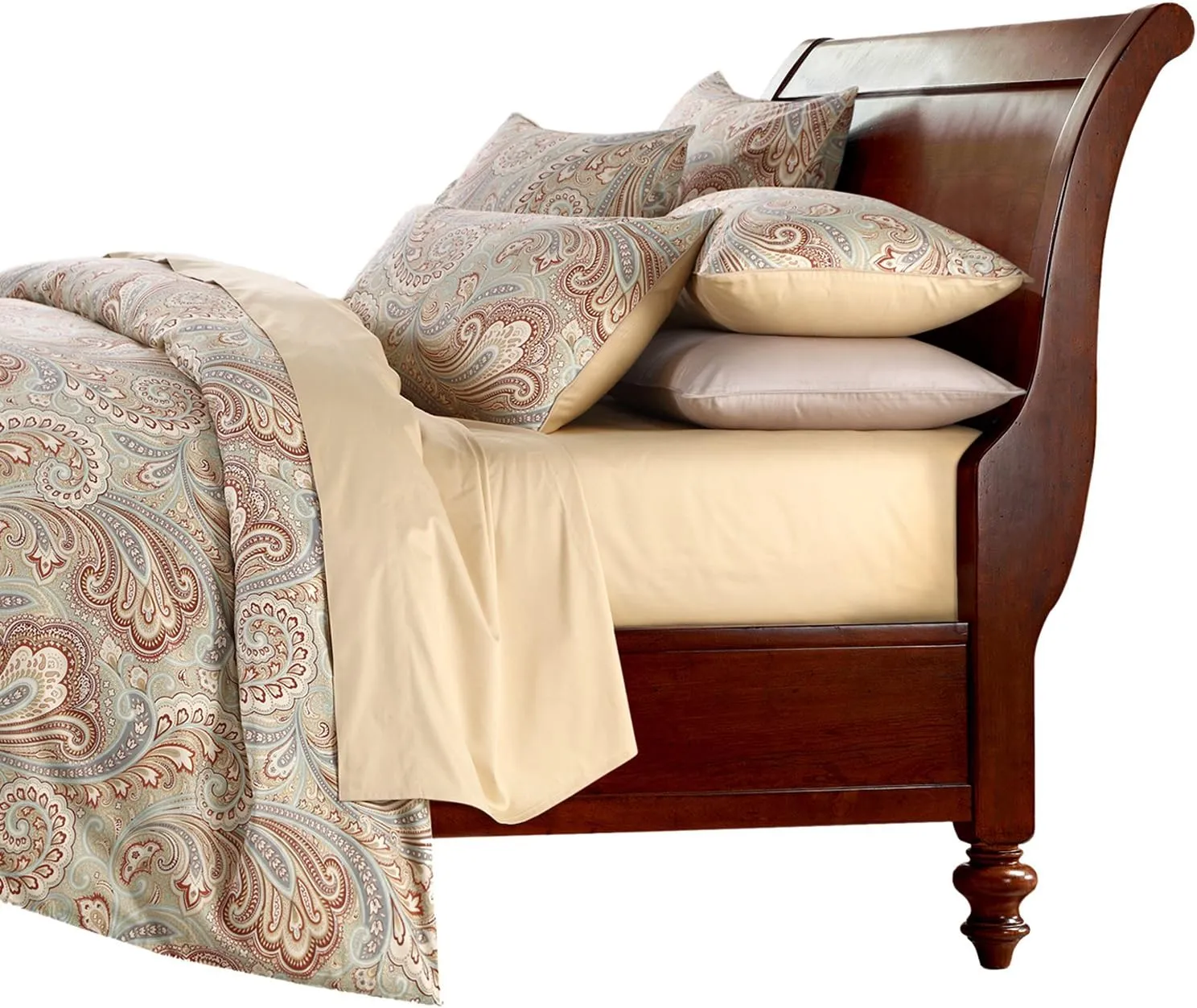 Softta Luxury Paisley Bedding Design 800 Thread Count 100% Cotton Bohe Vintage Bohe Vintage 3Pcs Duvet Cover Set,King Size,Khaki