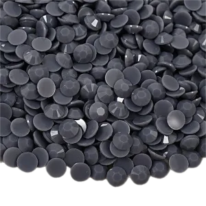 Solid Dark Grey Resin Jelly Round Flat Back Rhinestones