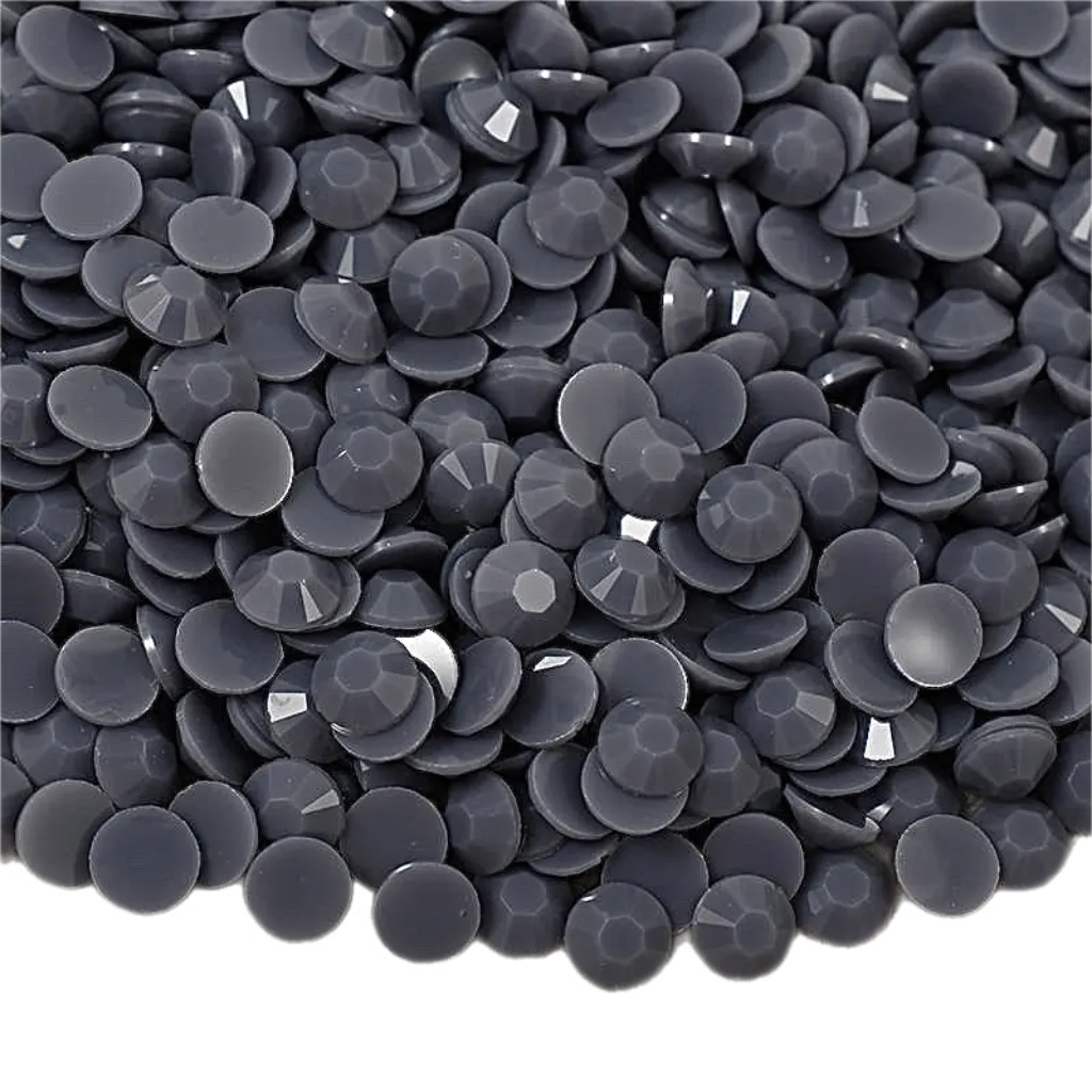 Solid Dark Grey Resin Jelly Round Flat Back Rhinestones
