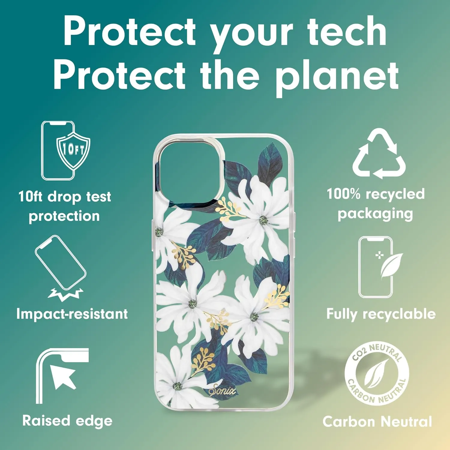 Sonix Case for iPhone 15, 14, 13 | Compatible with MagSafe | 10ft Drop Tested | Delilah Flower