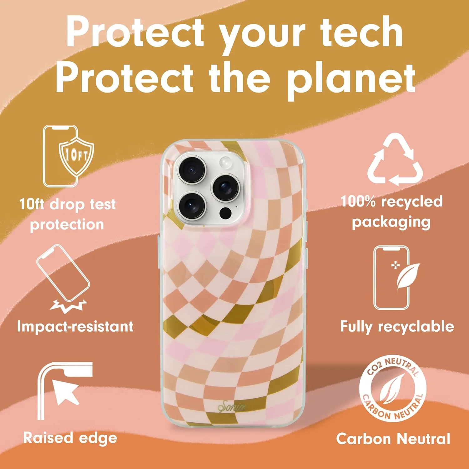 Sonix Case for iPhone 16 Pro | Compatible with MagSafe | 10ft Drop Tested | Checkered Neutrals