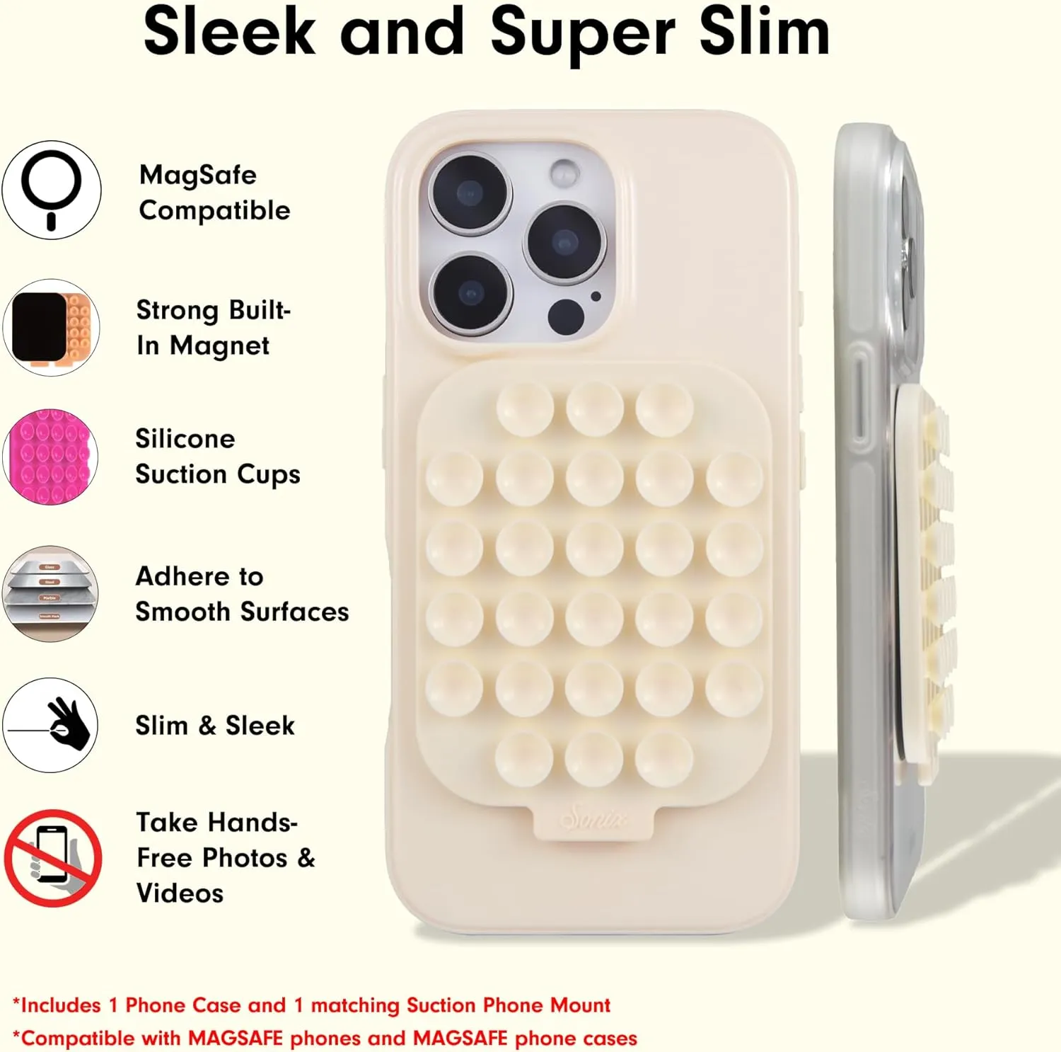 Sonix Case for iPhone 16 Pro Max with Magnetic Suction Mount | Compatible with MagSafe | 10ft Drop Tested | Linen