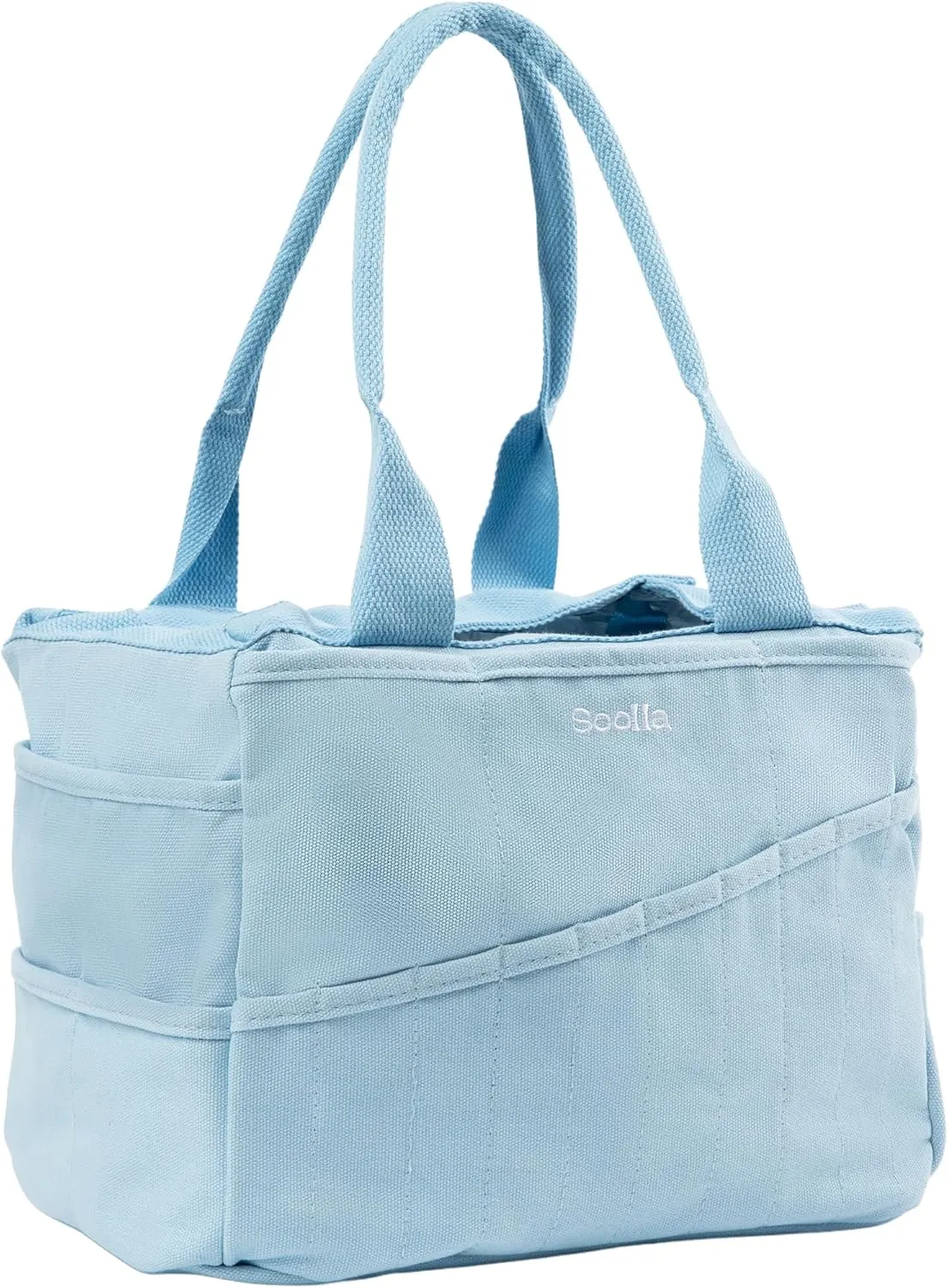 Soolla Studio Bag: Art Supply Storage Organizer & Pottery Tool Bag, Washable Craft Tote, Knitting Yarn Bag, Crochet Project Bag, 30 Pockets, 15  Canvas Colors, Artist Bag for Adults (Blue Skies)