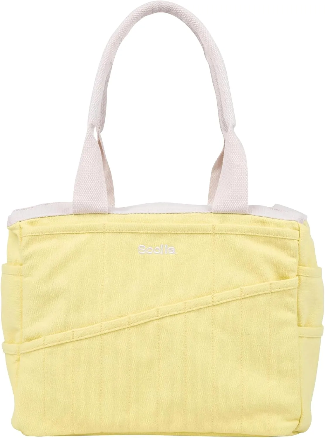 Soolla Studio Bag: Art Supply Storage Organizer & Pottery Tool Bag, Washable Craft Tote, Knitting Yarn Bag, Crochet Project Bag, 30 Pockets, Canvas Carrier, Artist Bag for Adults (Banana Peel)