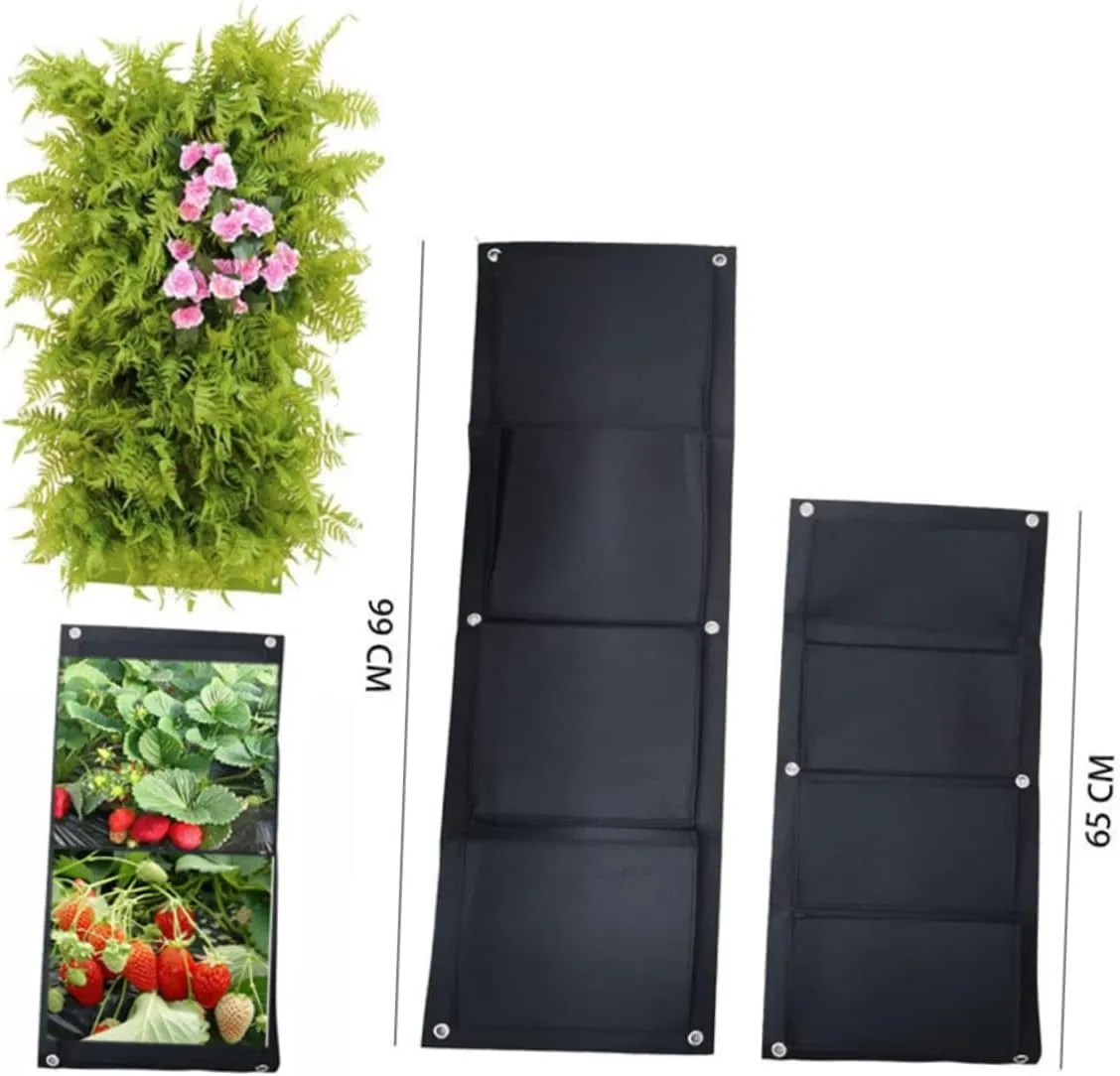 Sosoport 2pcs Multi-Pockets Nursery Bag Hanging Decor Pocket Planter Garden Bags Outdoor Power Station with Solar Panel Plant Hangers Raised Garden Bed Window Boxes Planters Foldable Black