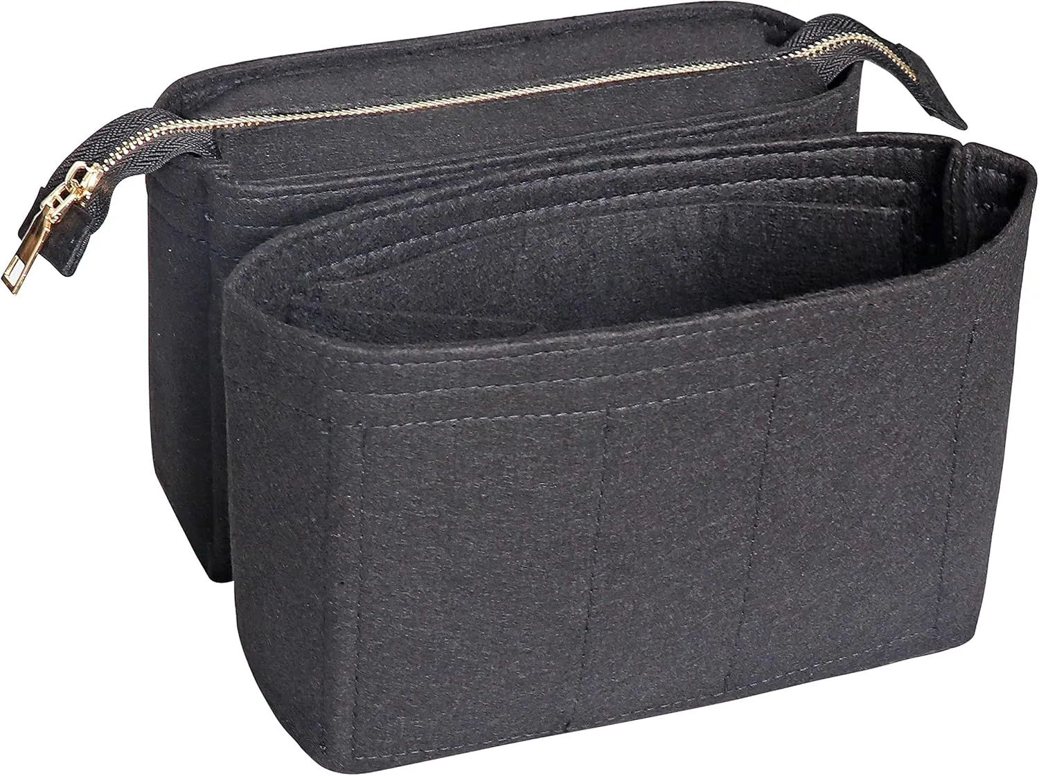 Soyizom Bag Insert Organizer,2 Packs Insert Purse Organizer Fits For Neo Noe, Small Handbag Purse Neo Noe Organizer with Zipper for Women,Black