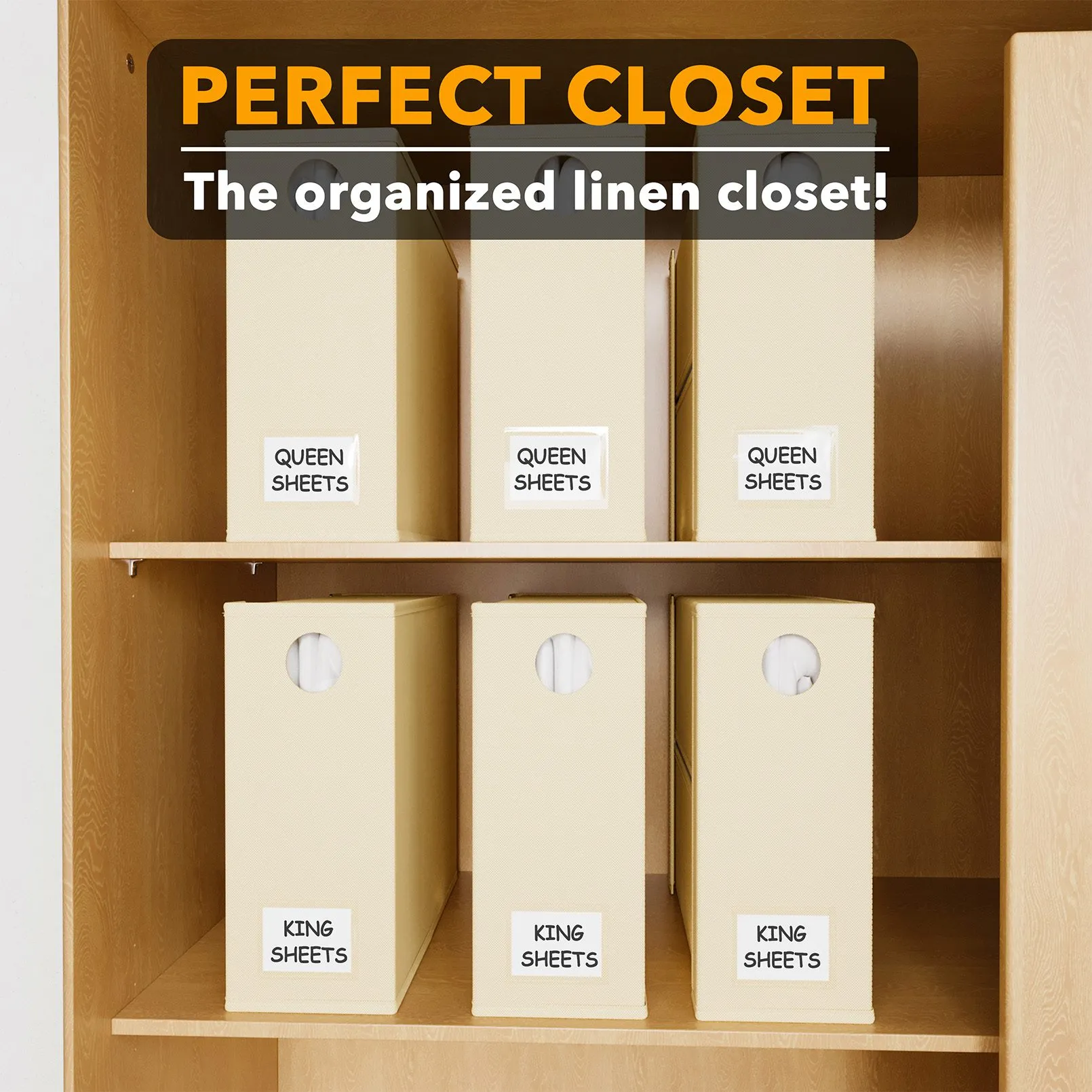 SpaceAid Bed Sheet Closet Organizer, 6 Pack, Beige