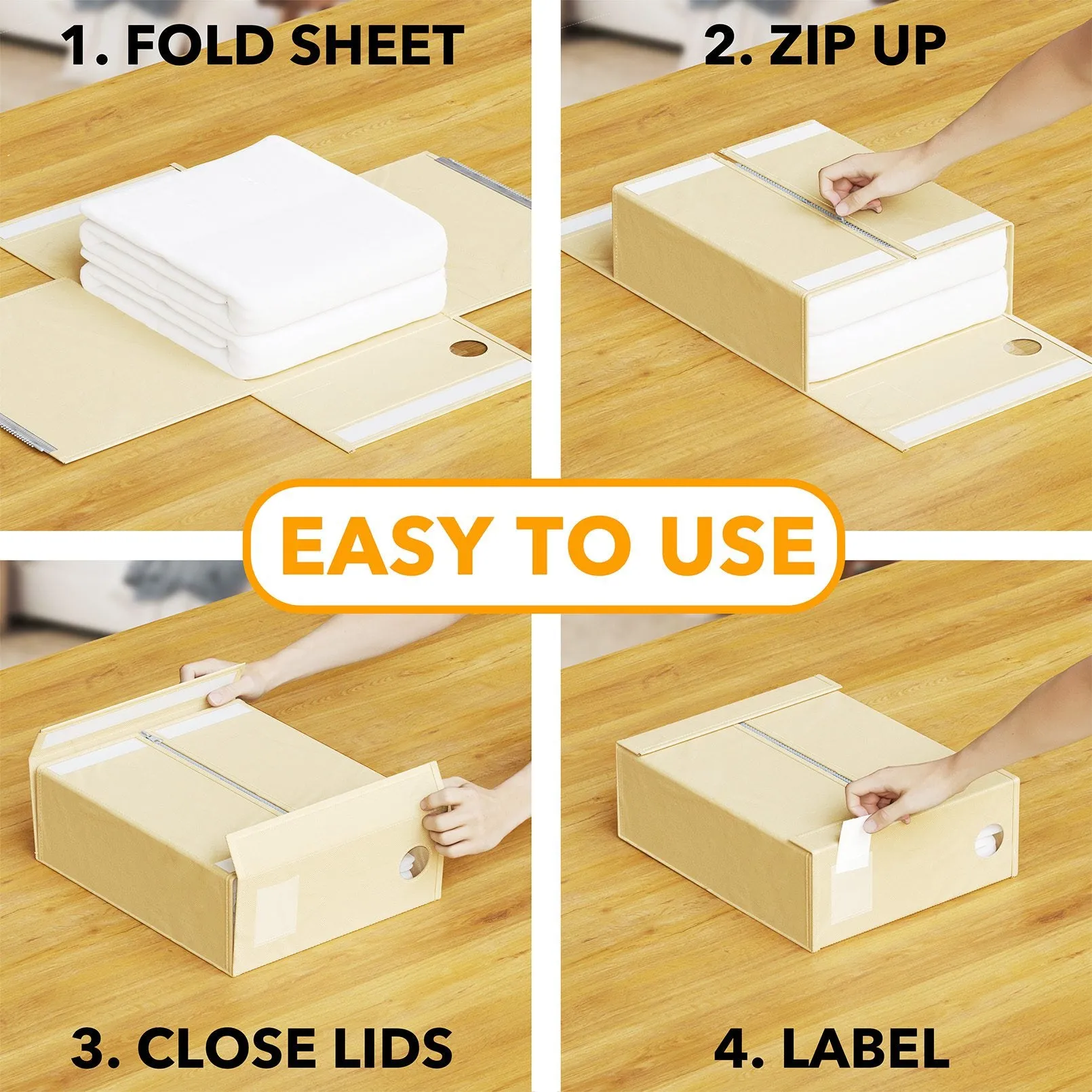 SpaceAid Bed Sheet Closet Organizer, 6 Pack, Beige