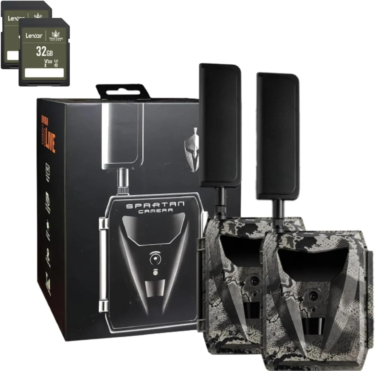 Spartan GoLive 4G LTE Trail Cameras,Live-Streaming, Anti-Theft GPS, On-Demand Image&Video Capture,Real-time Updates,Built-in Lithium Battery,Blackout with 32GB SD Cards - 2 PK (Spartan Multi-Carrier)