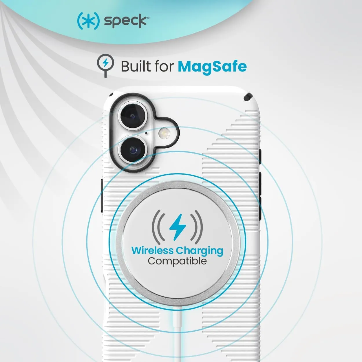 Speck CandyShell Grip Case iPhone 16 Plus - Slim MagSafe Case for Women and Men - White/Black