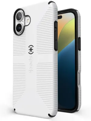 Speck CandyShell Grip Case iPhone 16 Plus - Slim MagSafe Case for Women and Men - White/Black