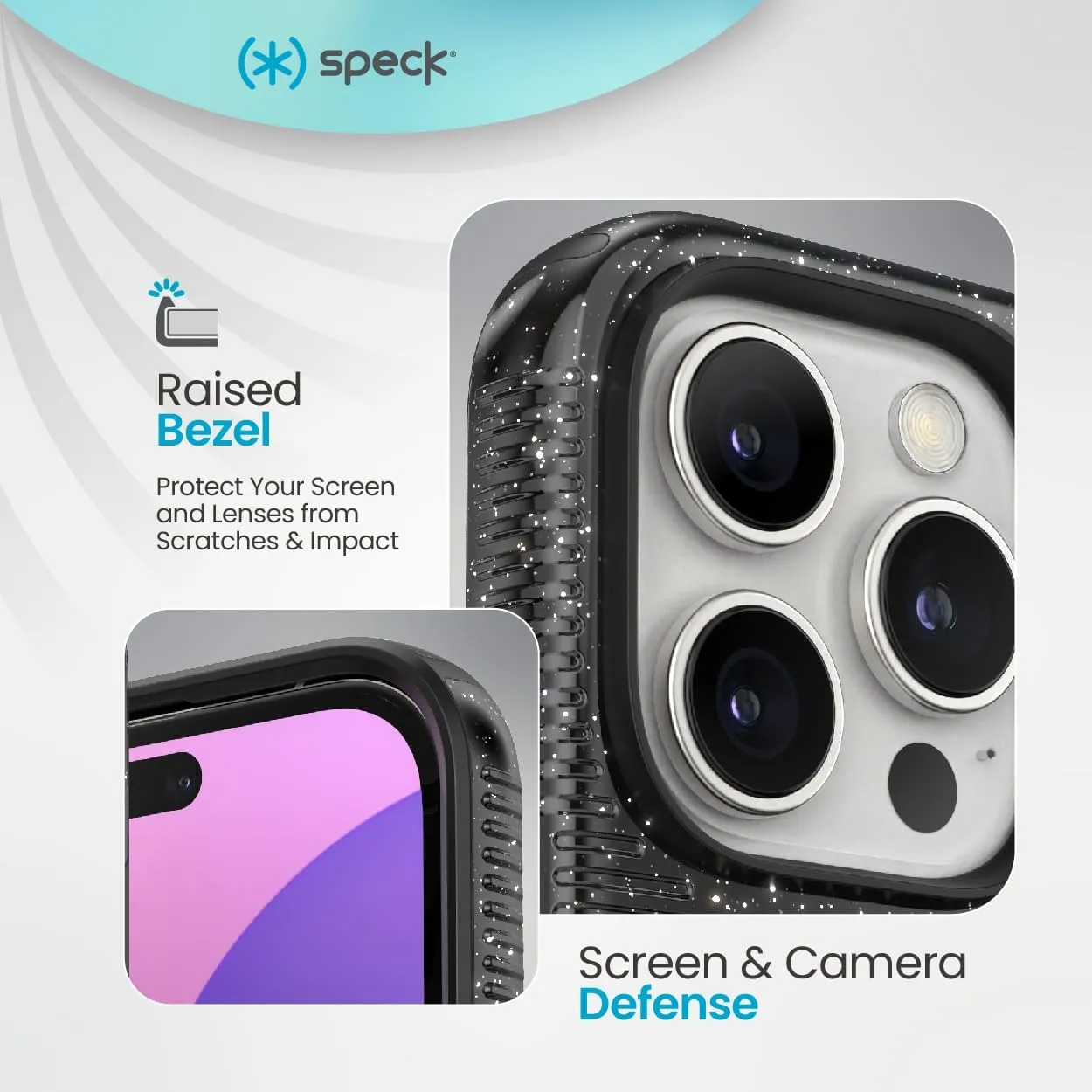 Speck CandyShell Grip Case - iPhone 16 Pro Max Case for Women and Men - Slim MagSafe - White/Black