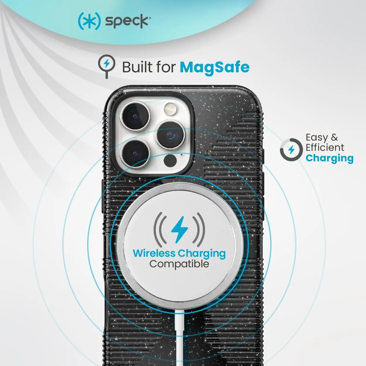 Speck CandyShell Grip Case - iPhone 16 Pro Max Case for Women and Men - Slim MagSafe - White/Black