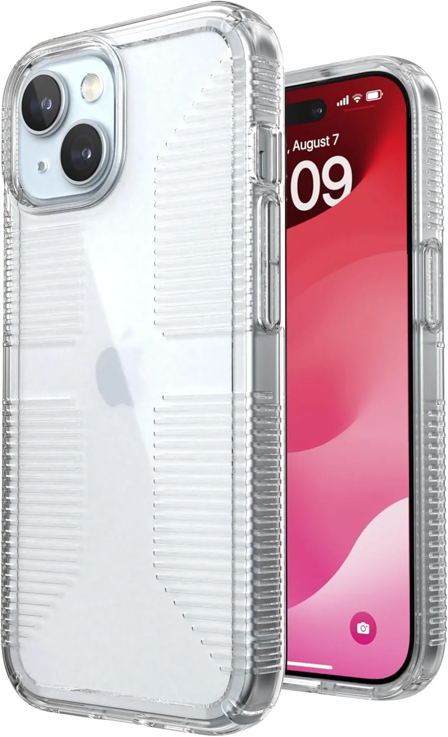 Speck Clear iPhone 15 Case - Slim, Drop Protection, Grip - for iPhone 15, iPhone 14 & iPhone 13 - Scratch Resistant, Anti-Yellowing, 6.1 Inch Phone Case - GemShell Grip Clear
