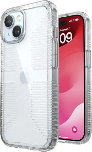 Speck Clear iPhone 15 Case - Slim, Drop Protection, Grip - for iPhone 15, iPhone 14 & iPhone 13 - Scratch Resistant, Anti-Yellowing, 6.1 Inch Phone Case - GemShell Grip Clear
