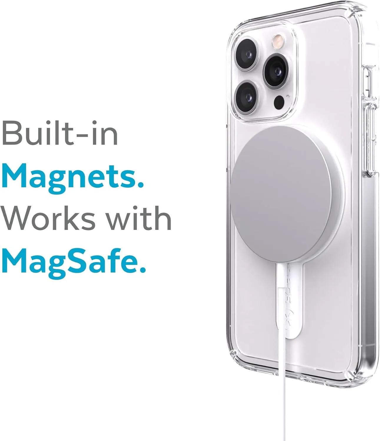 Speck MagSafe Case for iPhone 13 Pro - Drop & Camera Protection, Clear Phone Case, Wireless Charging Compatible - Clear/Clear