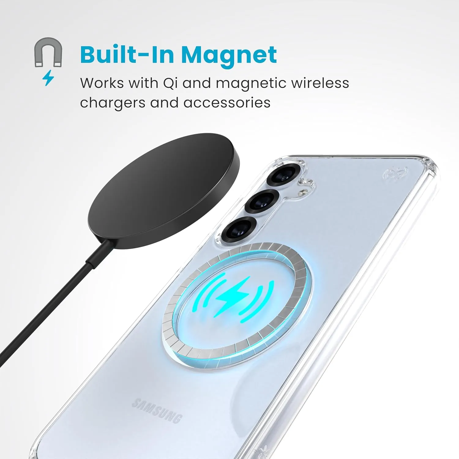 Speck Samsung Galaxy S25 Plus Case - Magnet Case,13-Foot Drop Protection,Anti-Yellowing -Samsung S25 Plus Case Magsafe-Raised Bezel & Enhanced Buttons - Presidio Perfect-Clear -Clear/Chrome(Pack of 1)