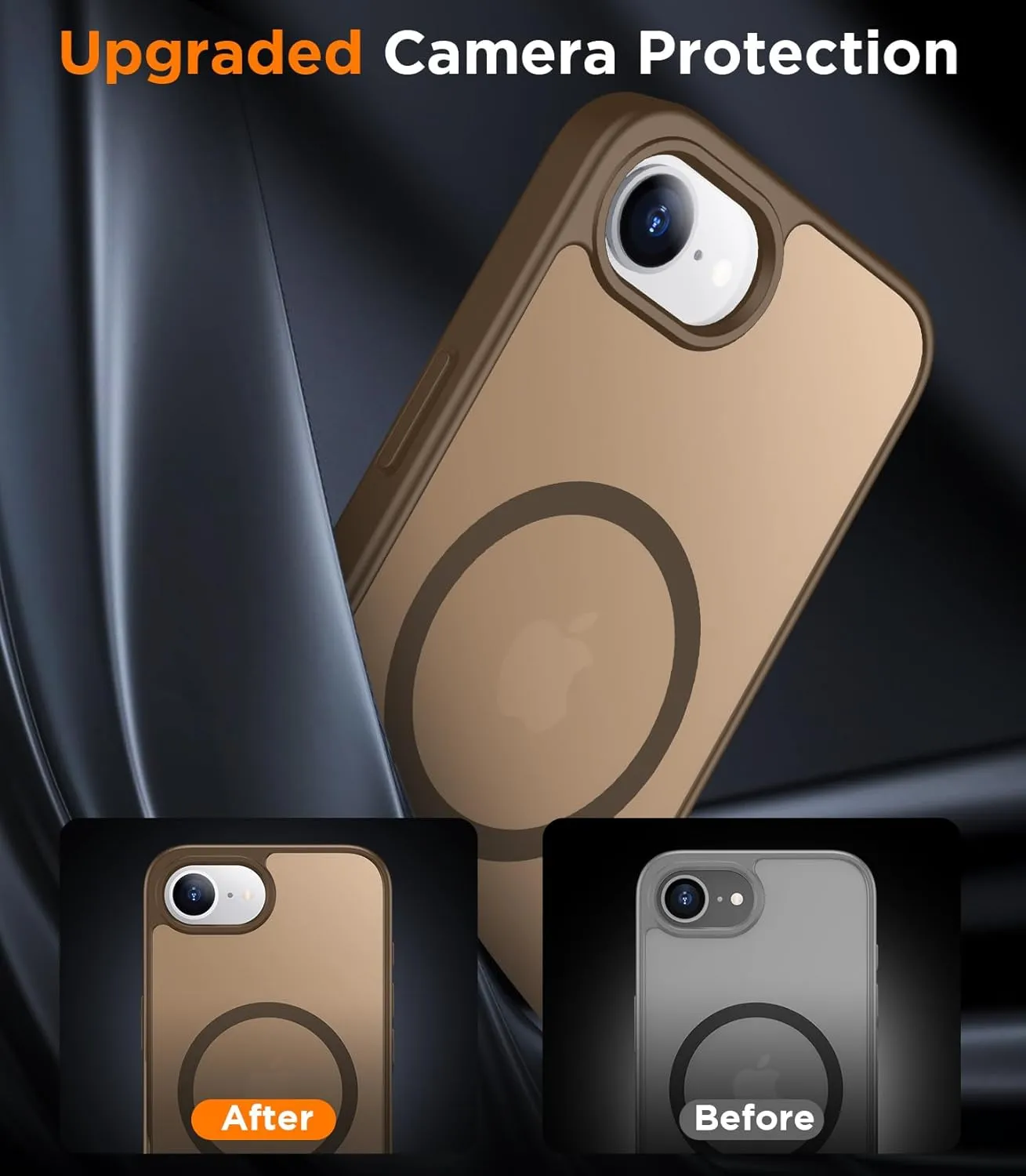 SPIDERCASE Designed for iPhone 16e Case, Magnetic Translucent with 2PCS Tempered Glass Screen Protector Anti-Fingerprint Anti-Scratch, Brown