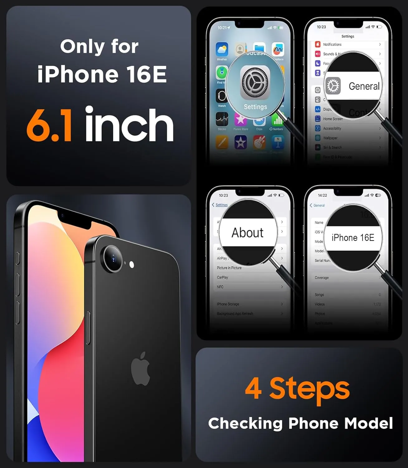 SPIDERCASE Designed for iPhone 16e Case, Magnetic Translucent with 2PCS Tempered Glass Screen Protector Anti-Fingerprint Anti-Scratch, Brown