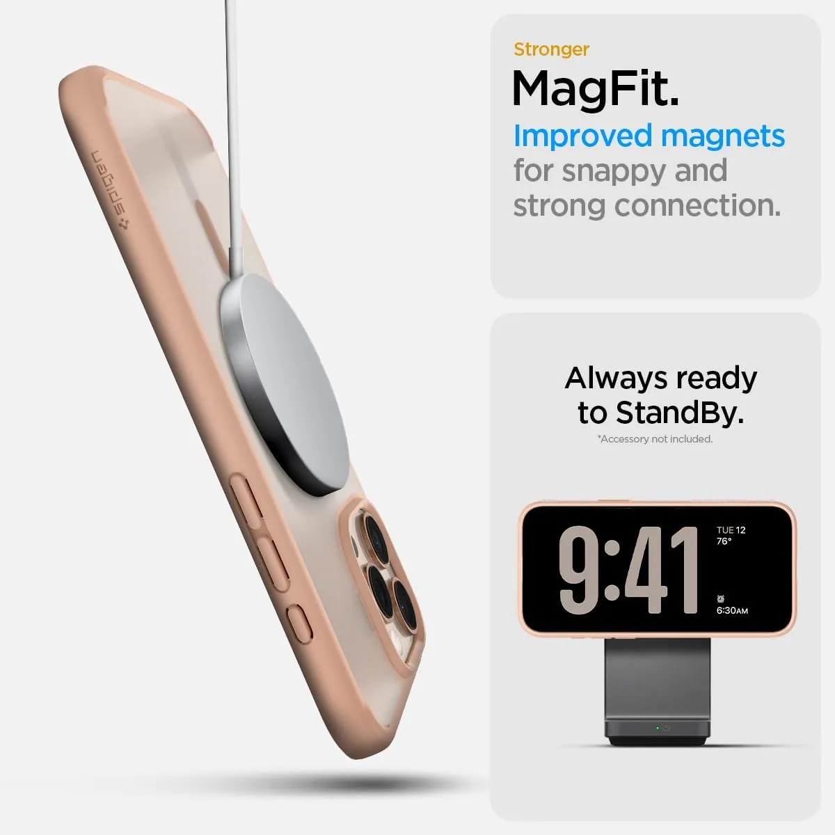 Spigen for iPhone 16 Pro Case, Ultra Hybrid T MagFit [Camera Control Button Coverage] [Anti-Yellowing] [Compatible with Magsafe] - Frost Rose Titanium