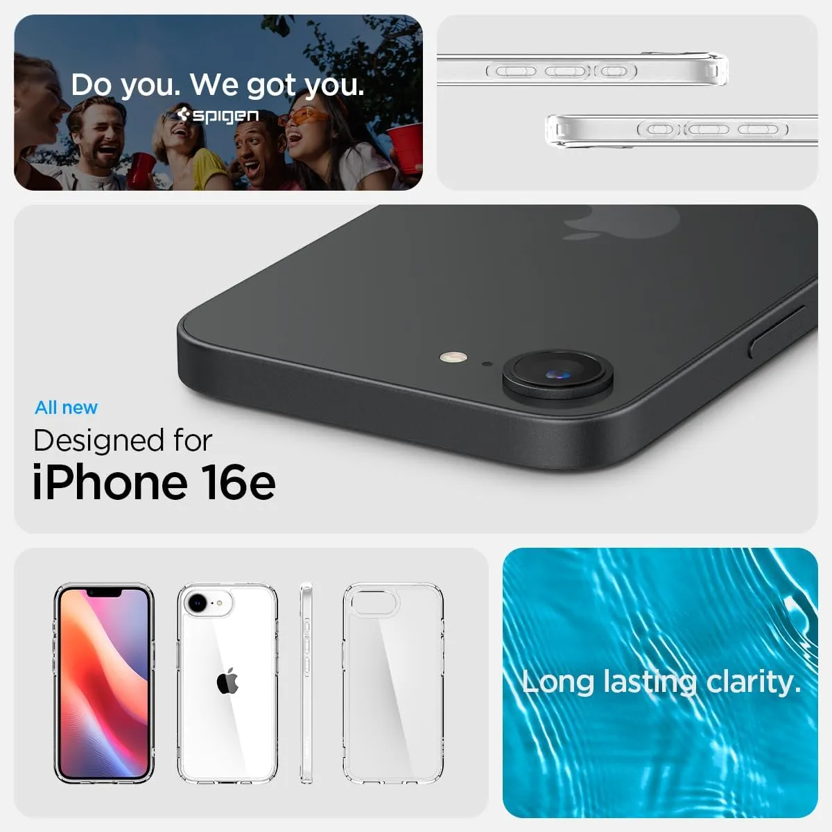Spigen for iPhone 16e Case, Ultra Hybrid [Anti-Yellowing] [Military-Grade Protection] - Clear