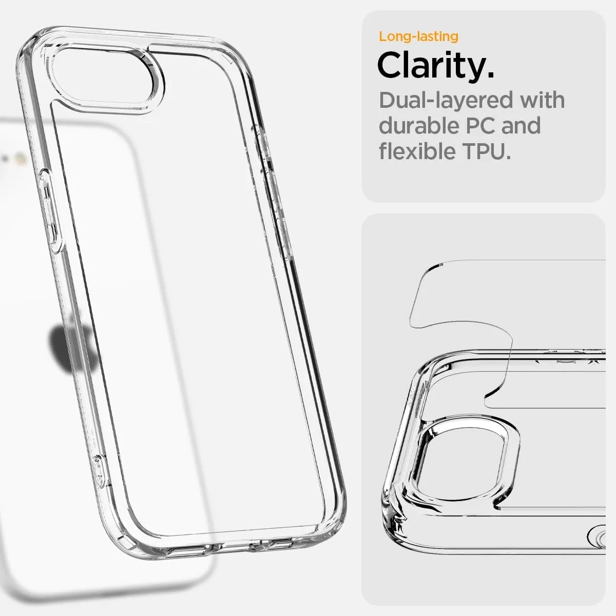 Spigen for iPhone 16e Case, Ultra Hybrid [Anti-Yellowing] [Military-Grade Protection] - Clear