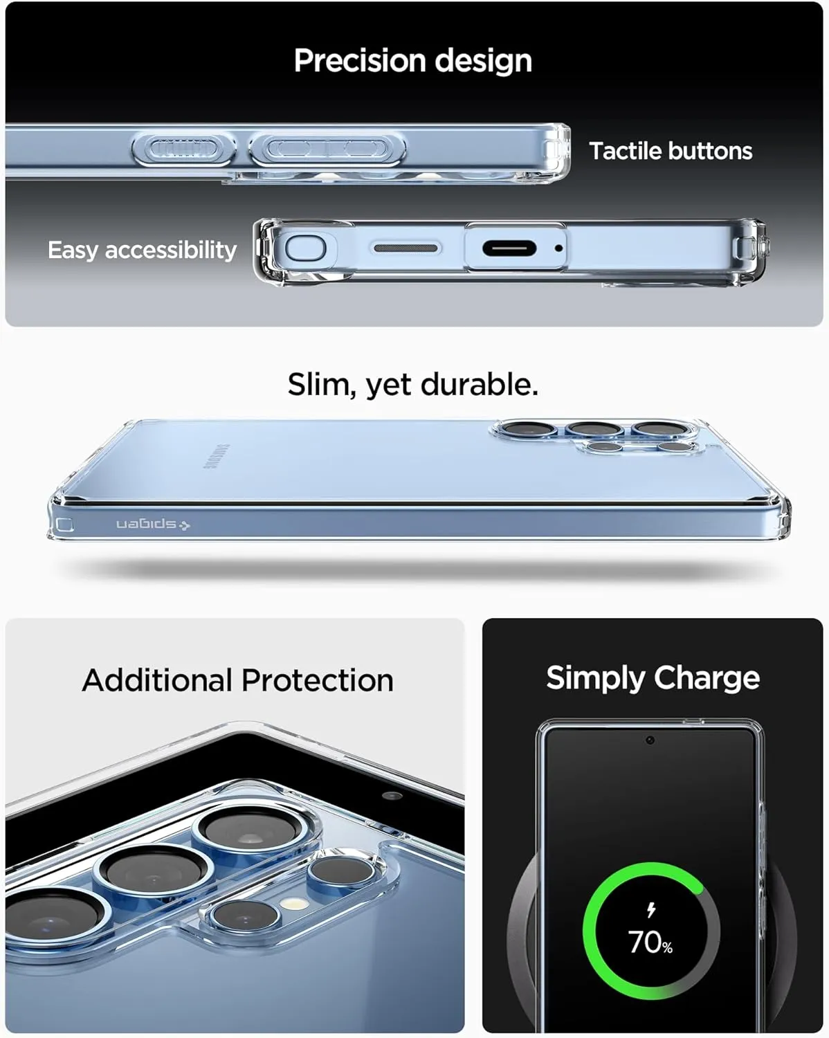 Spigen Ultra Hybrid Designed for Galaxy S25 Ultra Case (2025) [Anti-Yellowing], [Military-Grade Protection] - Crystal Clear