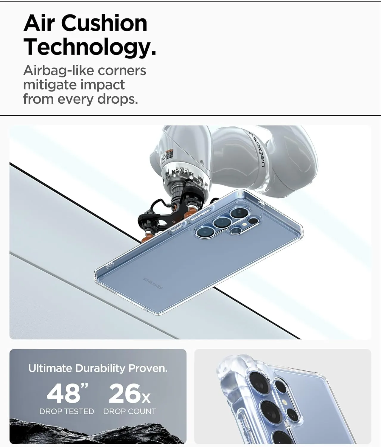 Spigen Ultra Hybrid Designed for Galaxy S25 Ultra Case (2025) [Anti-Yellowing], [Military-Grade Protection] - Crystal Clear
