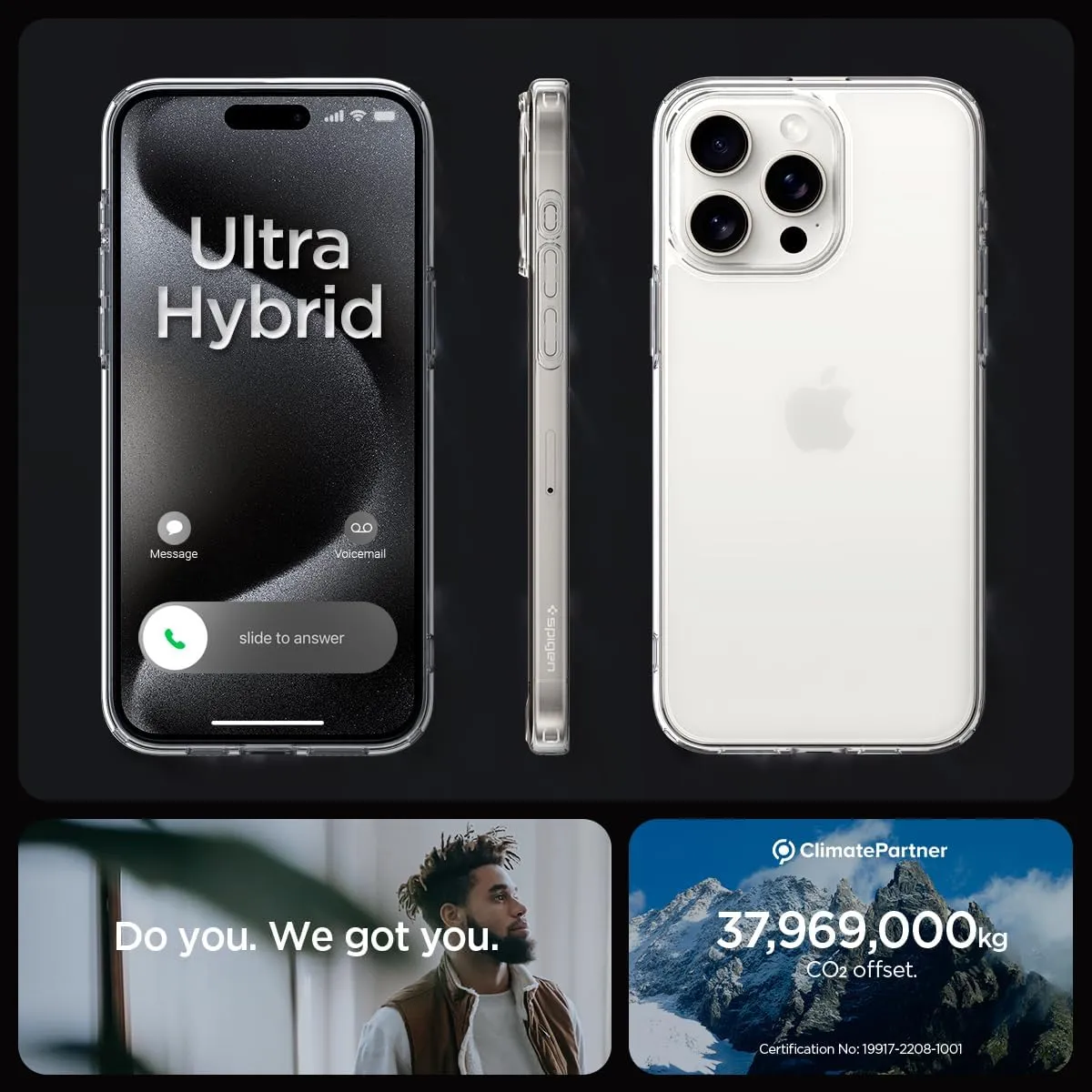 Spigen Ultra Hybrid Designed for iPhone 15 Pro Case (2023) [Anti-Yellowing], [Military-Grade Protection] - Frost Clear