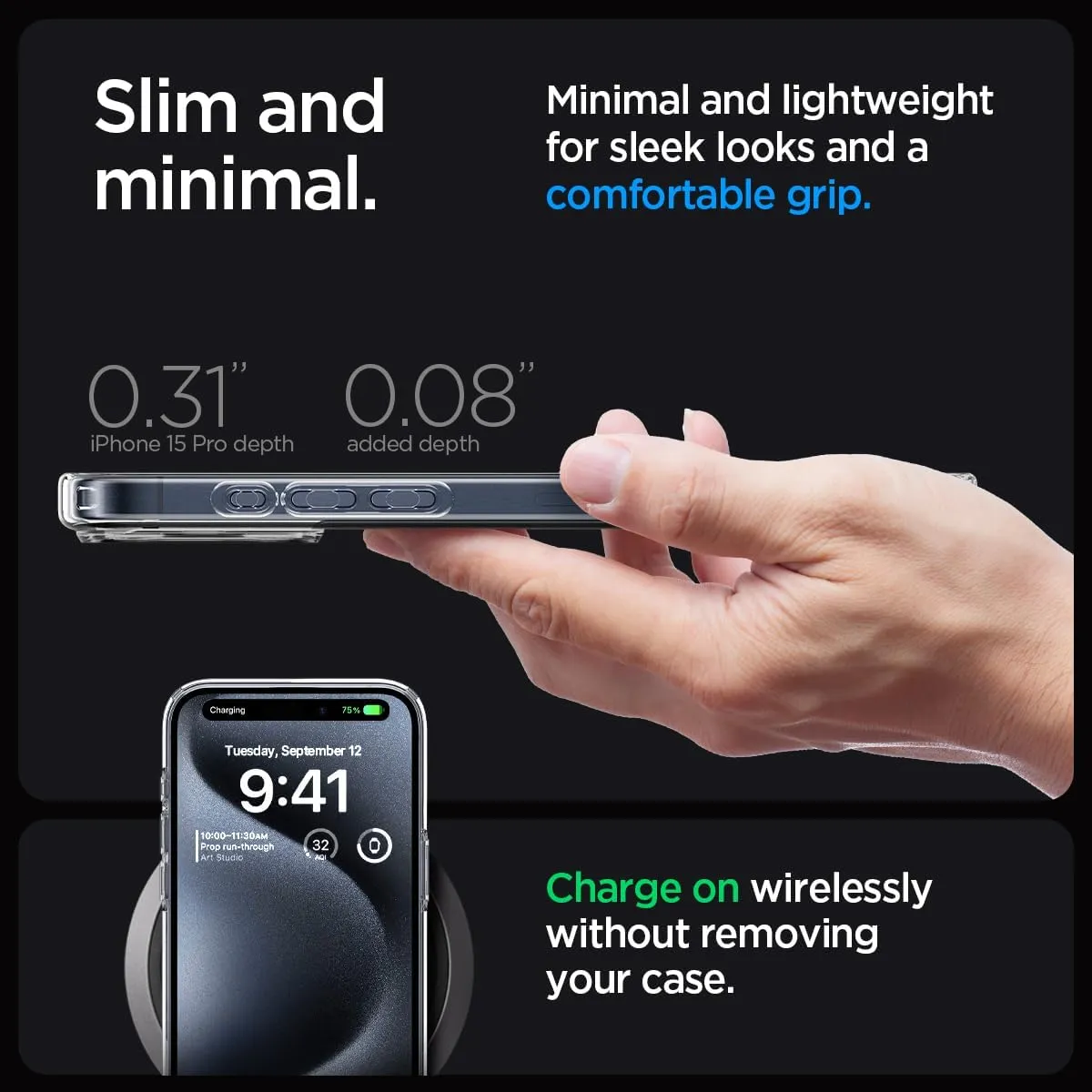 Spigen Ultra Hybrid Designed for iPhone 15 Pro Case (2023) [Anti-Yellowing], [Military-Grade Protection] - Frost Clear