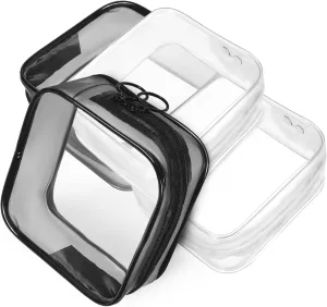 Square Small Toiletry Bag 4 Pcs Pvc Travel Makeup Bag Zipper Pouches Portable Organized Storage