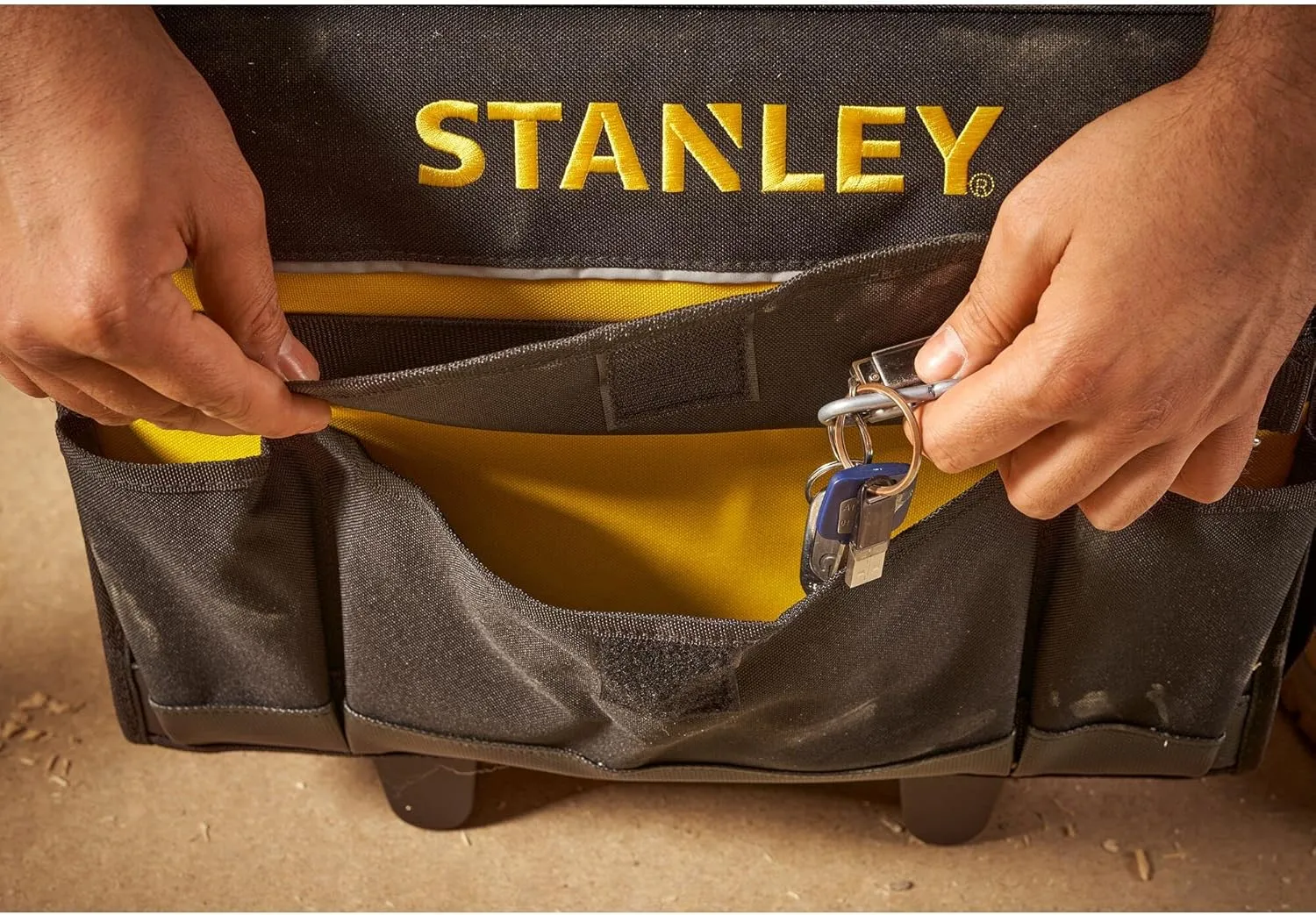 STANLEY 18 Inch Soft Tool Bag on Wheels in Resistant 600 x 600 Denier with Removable Dividers for Drill Storage 1-97-515