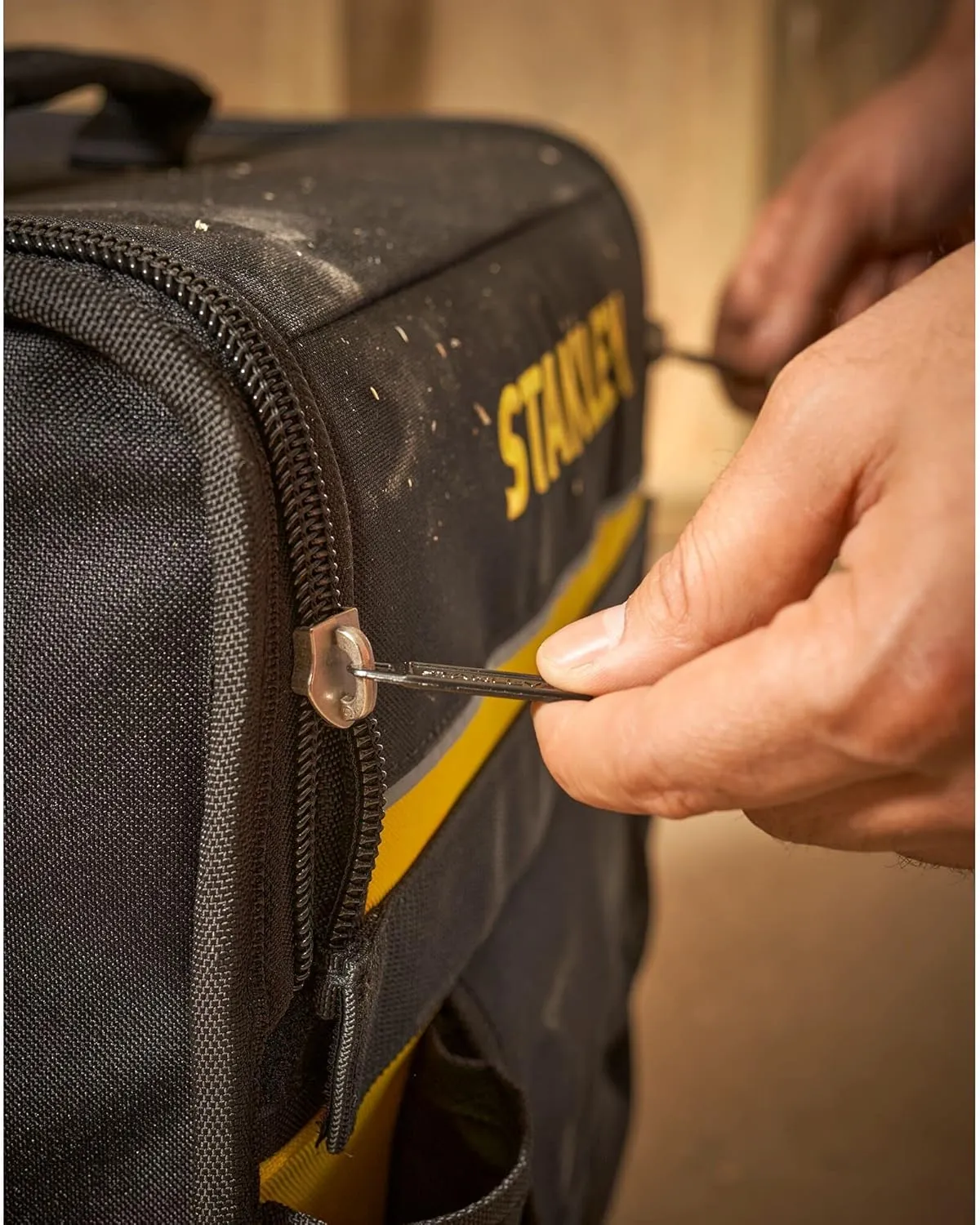 STANLEY 18 Inch Soft Tool Bag on Wheels in Resistant 600 x 600 Denier with Removable Dividers for Drill Storage 1-97-515