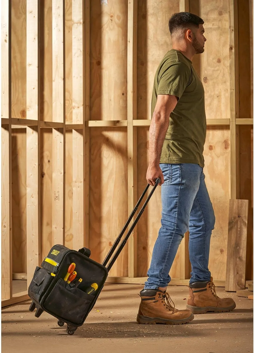STANLEY 18 Inch Soft Tool Bag on Wheels in Resistant 600 x 600 Denier with Removable Dividers for Drill Storage 1-97-515