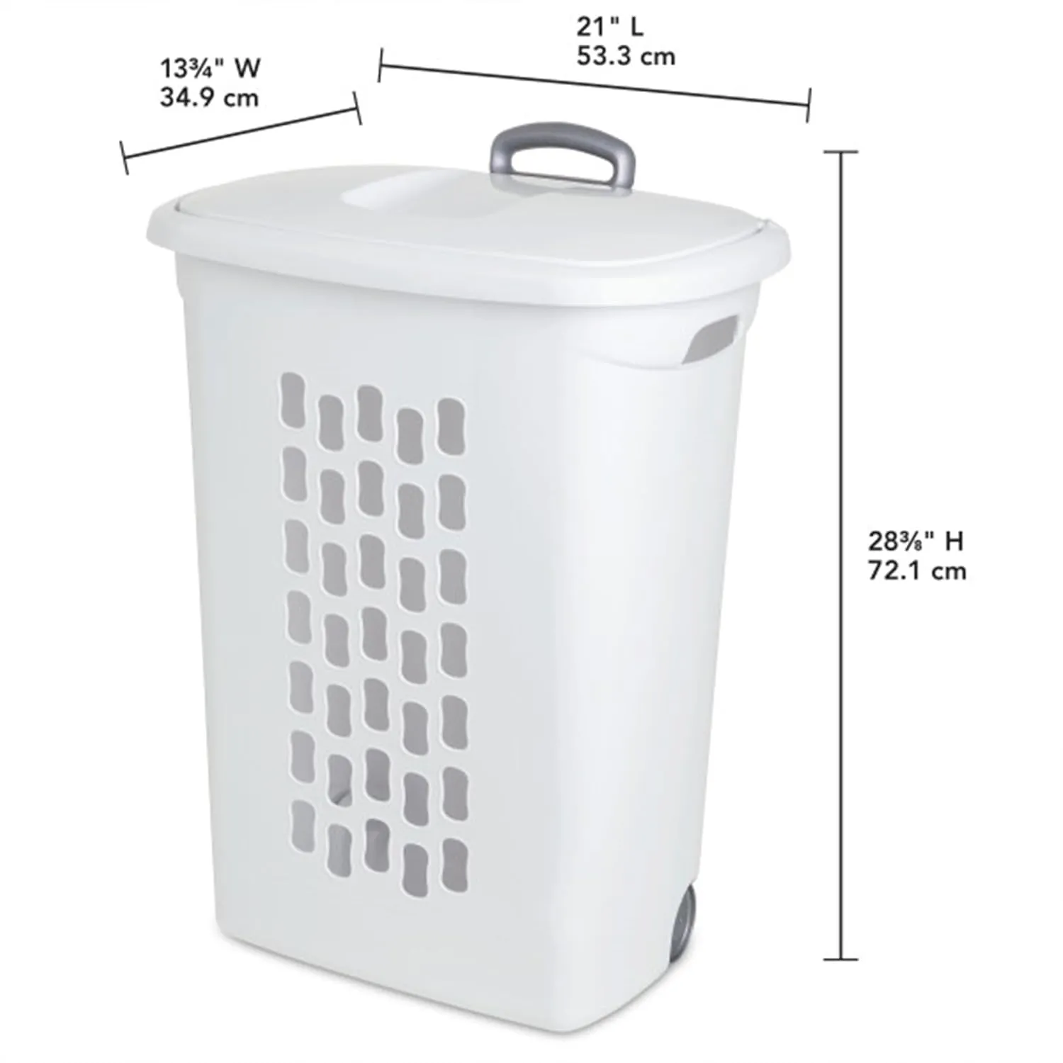 Sterilite 3-Pack Laundry Hamper with Lid and Wheels, Rolling Clothes Basket, Ultra, White