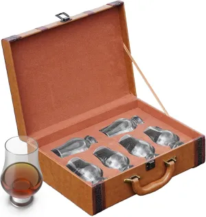 Storage Box for Glencairn Whisky Glass,6 Whiskey Glasses Holder for Organizer, Sturdy Construction to Prevent Bumping Whisky Storage Simulated Leather Case The Perfect Whisky Gift (brown)(no Glasses )