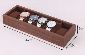 Storage Box Watch Jewelry Tray Men and Women Style Display Stand 6 Slot with Transparent Glass