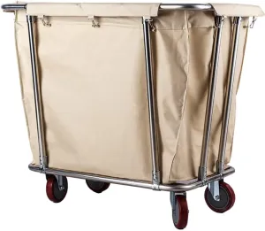 Storage Hand Trucks,Kitchen Movable Trolleys, Houseware Rolling Laundry Hamper Sorter Cart,Wheeled Commercial Hotel Trolley Bin with Movable Bag