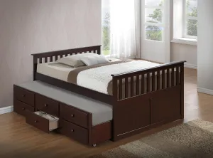 Storkcraft Marco Island Captain's Full Twin Sized with Trundle (Espresso)- Bunk Bed Alternative for Sleepovers, Underbed Storage/Organization