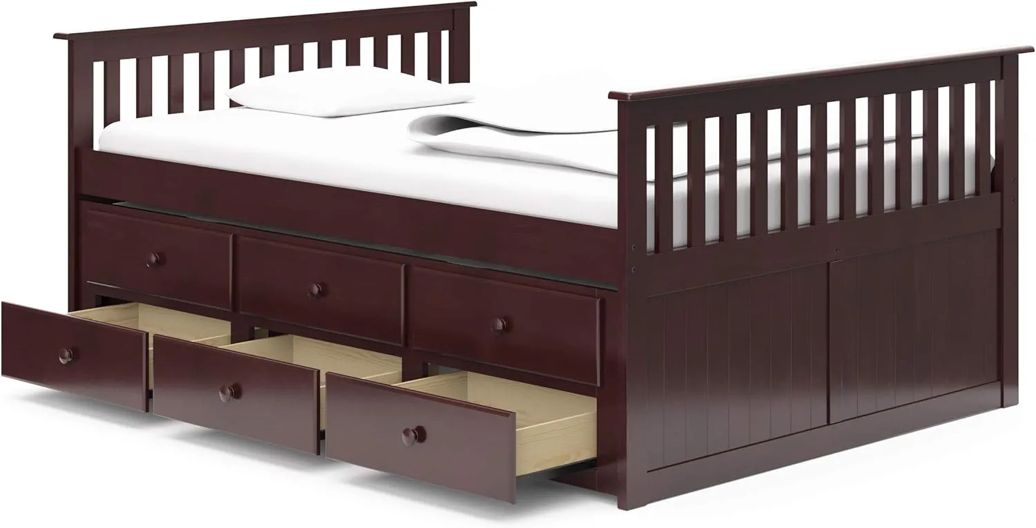Storkcraft Marco Island Captain's Full Twin Sized with Trundle (Espresso)- Bunk Bed Alternative for Sleepovers, Underbed Storage/Organization