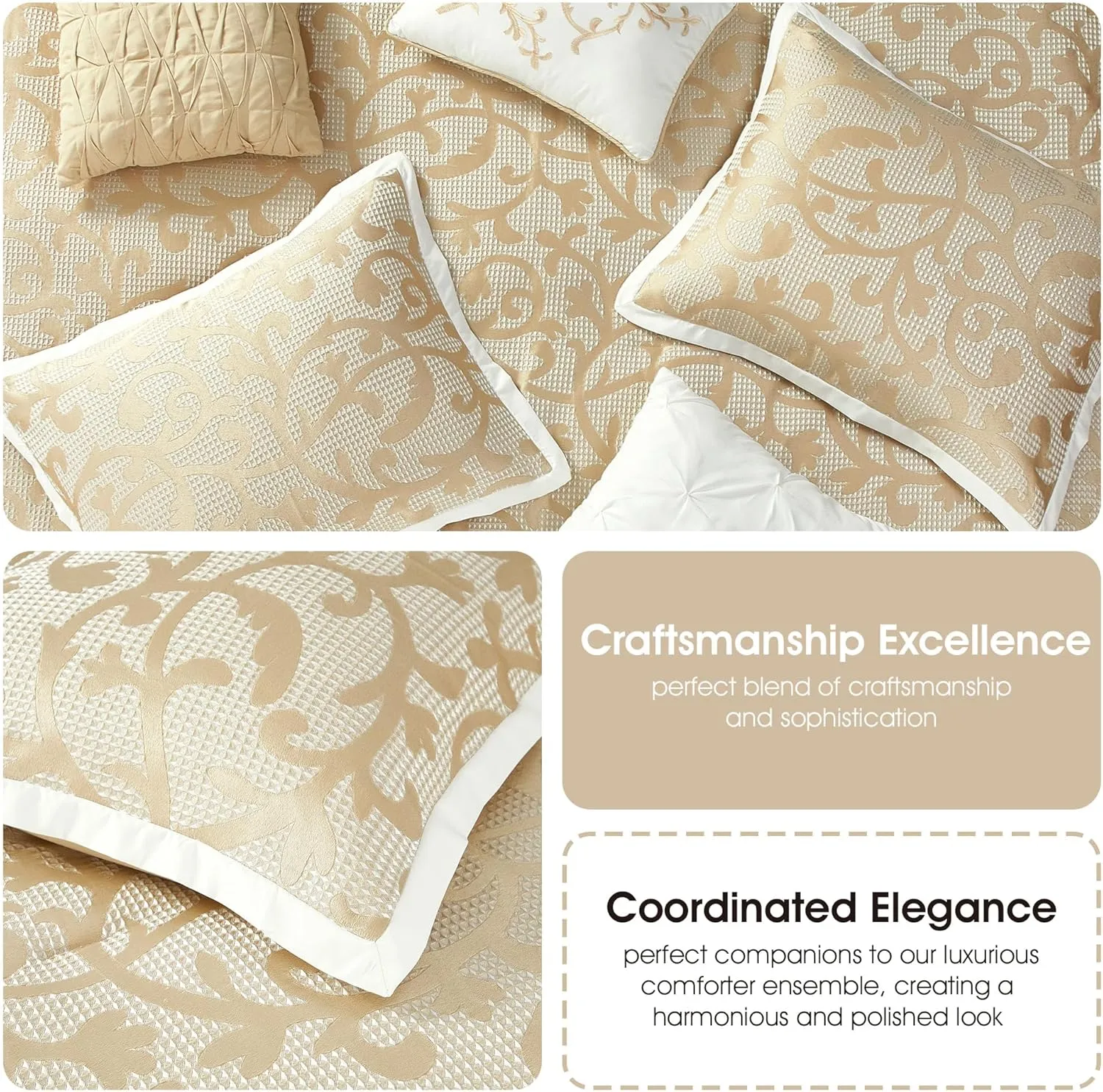Stratford Park Taupe Paisley King Size Comforter Sets, 14 Piece, Jacquard Bedding Sets & Collections,1 Flat Sheet,1 Fitted Sheet, Pillow Shams Bedskirt